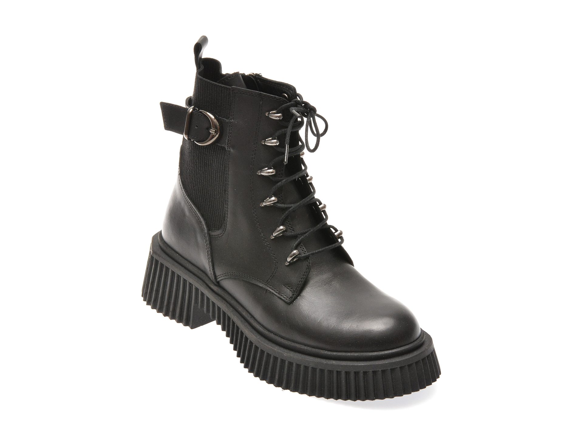 Bocanci femei Rachel 3293290 negri piele naturala sireturi cauciuc