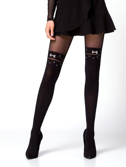 Ciorapi Knittex Catwalk 50 den model fundita cu imitatie jambiere si banda antialunecare