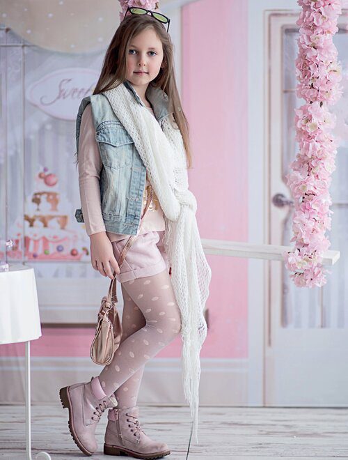 Ciorapi fete Knittex Lora 20 den buline Lycra cu banda elastica confortabil