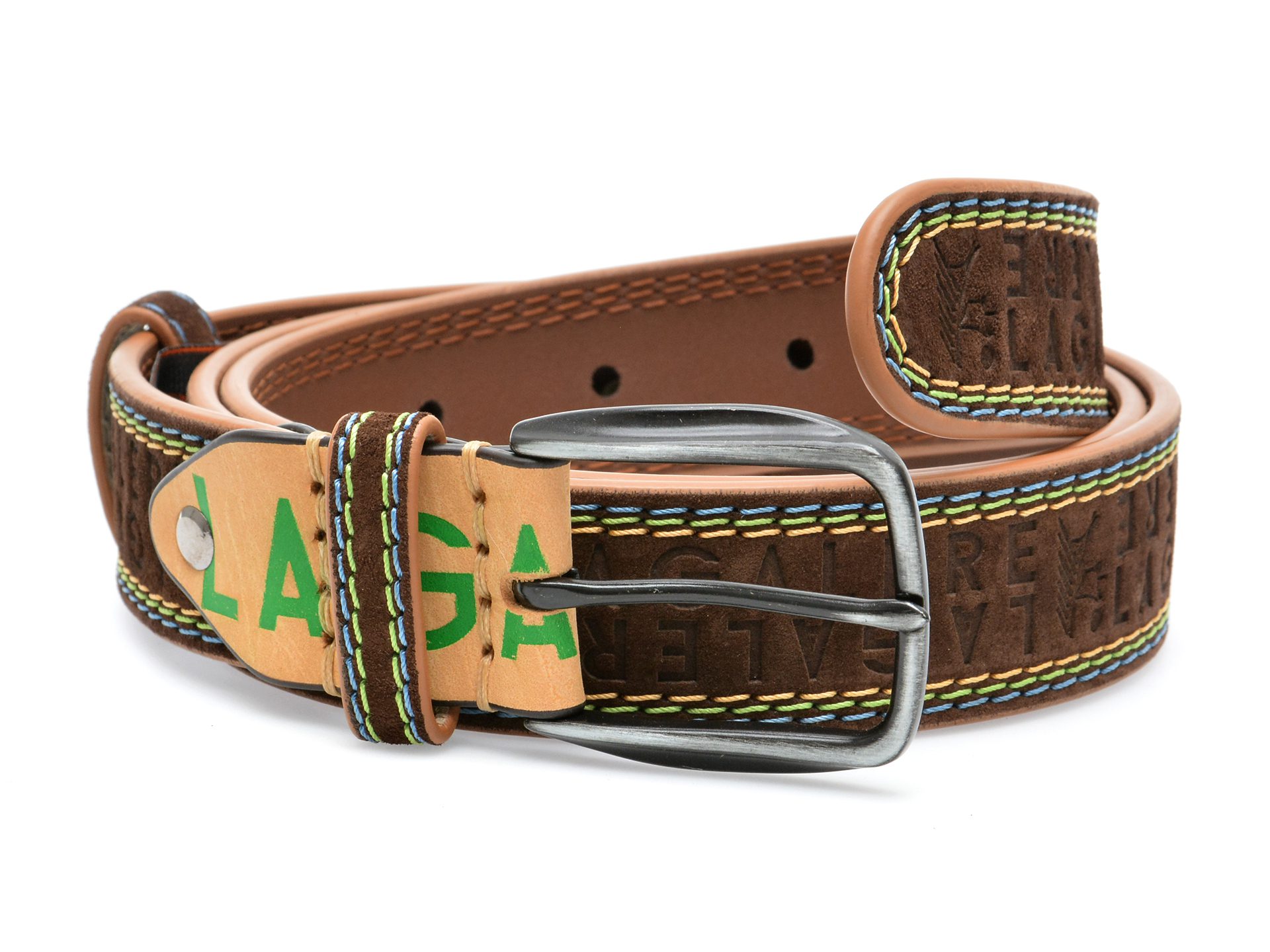 Curea La Galere pentru barbati model 8571640 maro piele intoarsa