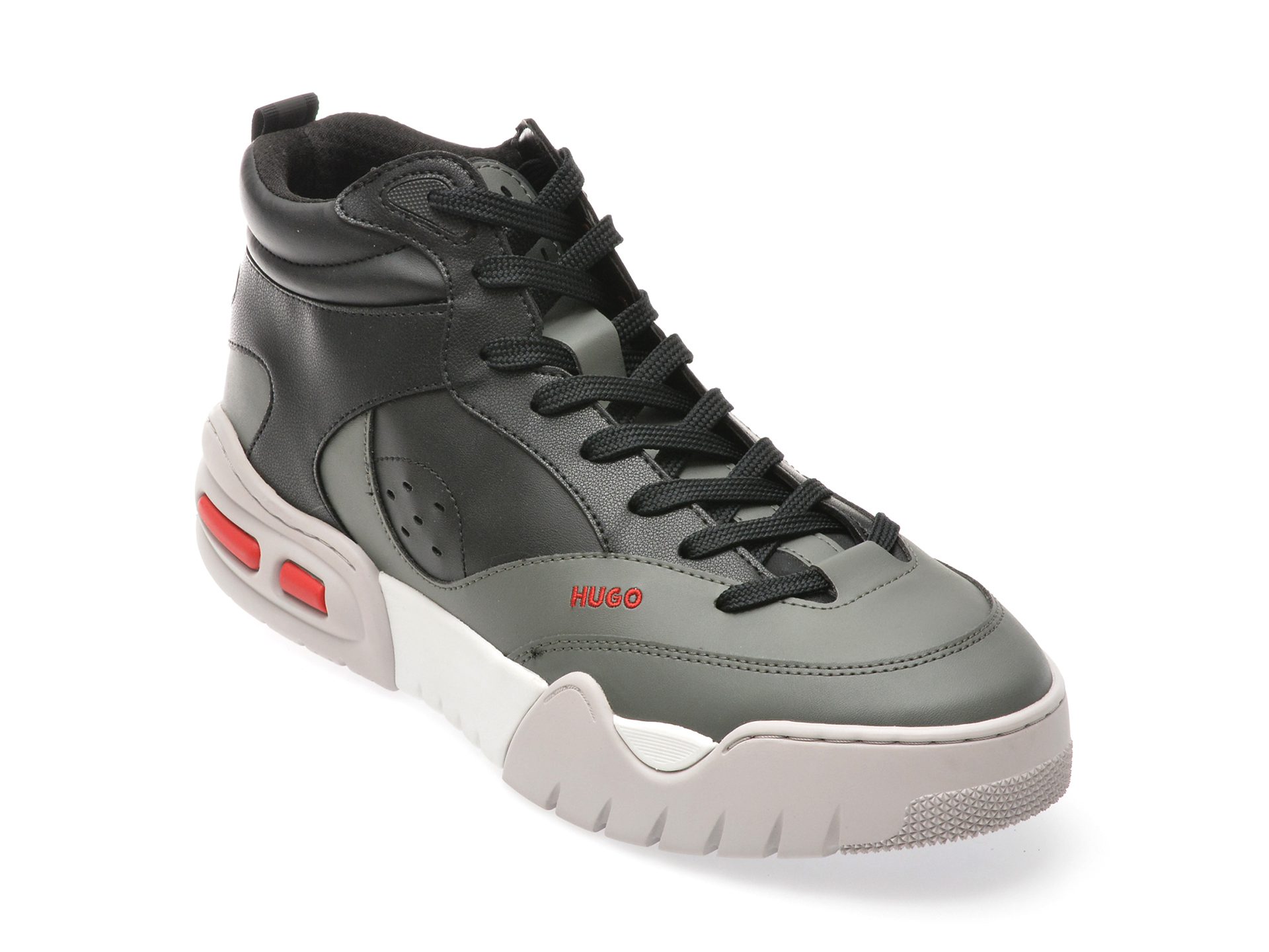 Ghete Hugo gri model 3969 din piele ecologica cu talpa din cauciuc