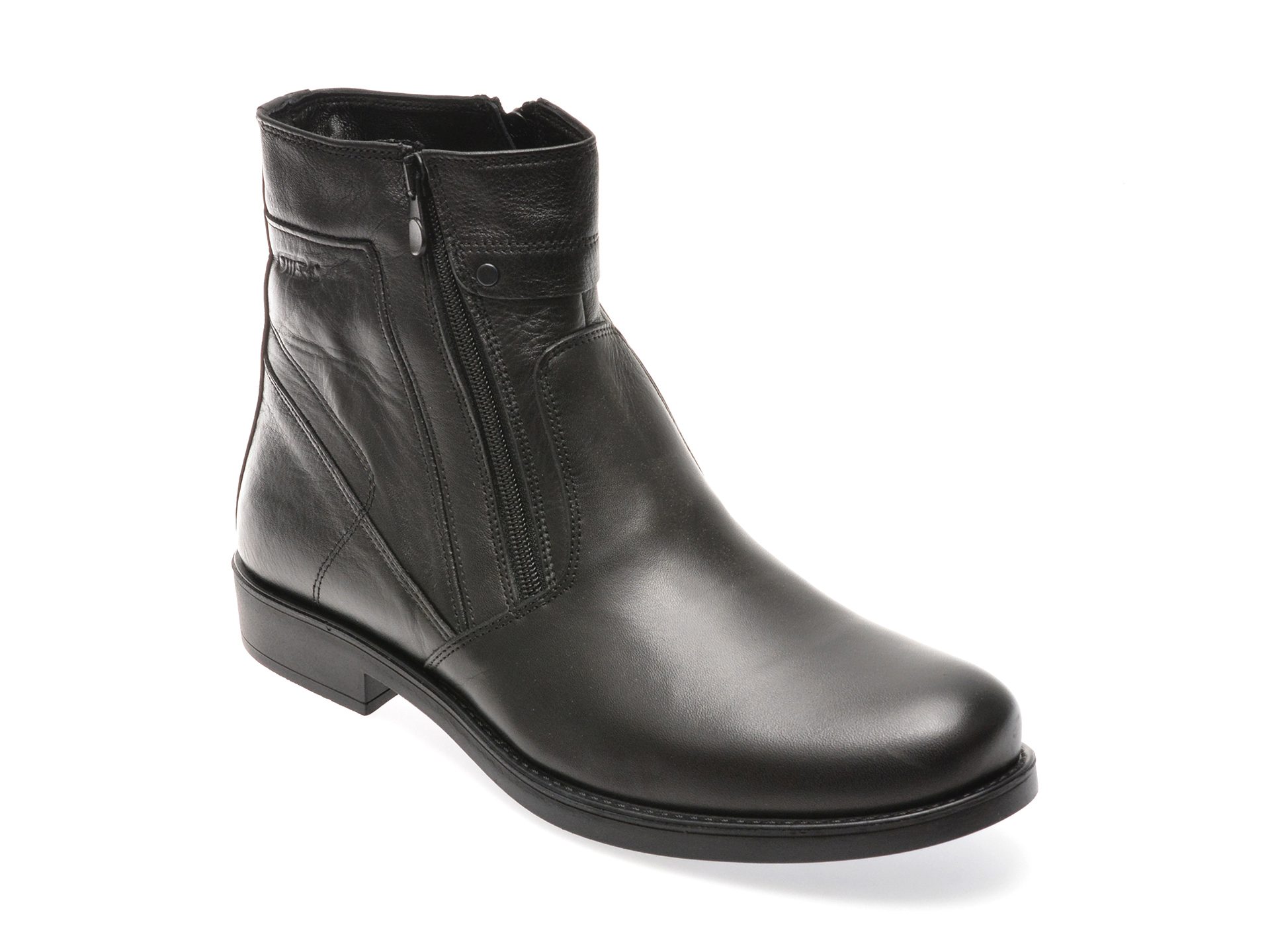 Ghete Otter 191679 negre piele naturala barbati fermoar talpa cauciuc