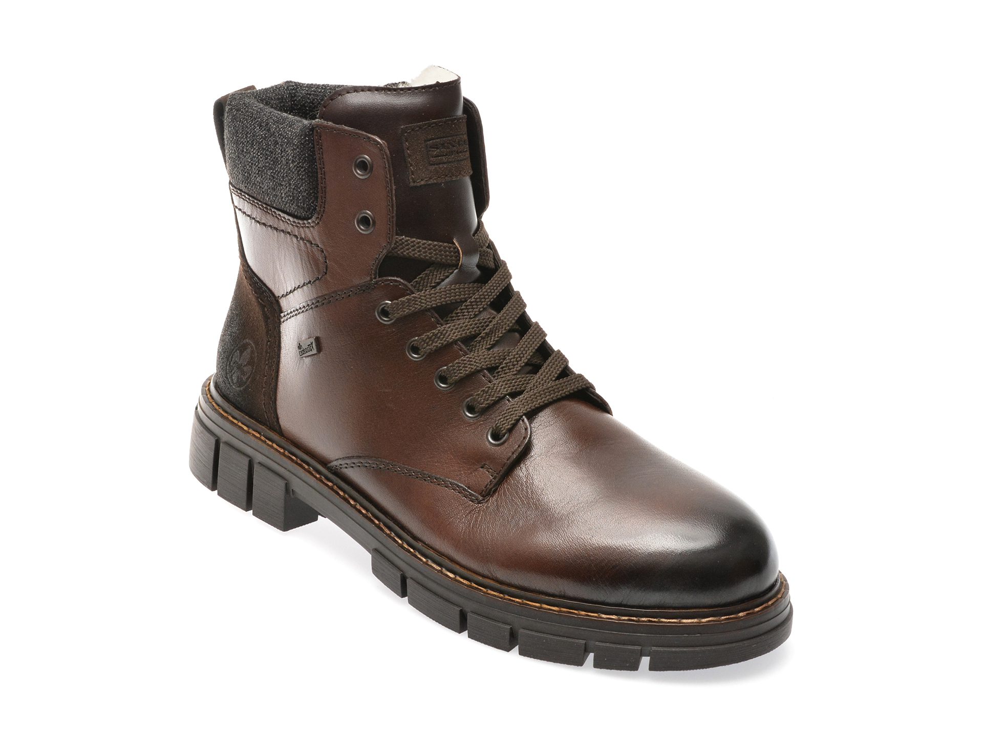 Ghete Rieker barbati model 32205 maro piele naturala sireturi talpa cauciuc