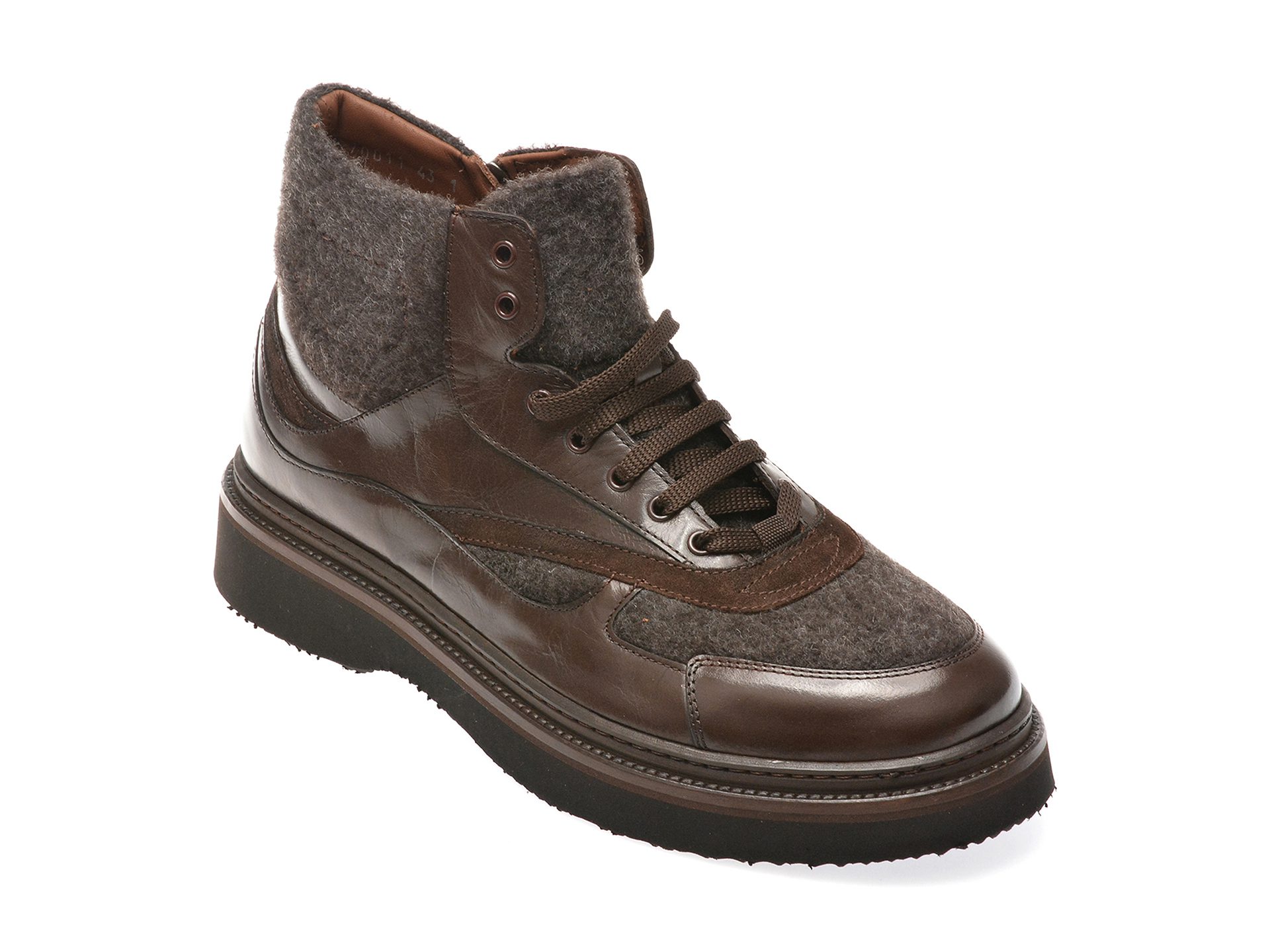 Ghete barbati LE Colonel maro model 70011 din piele naturala si textil