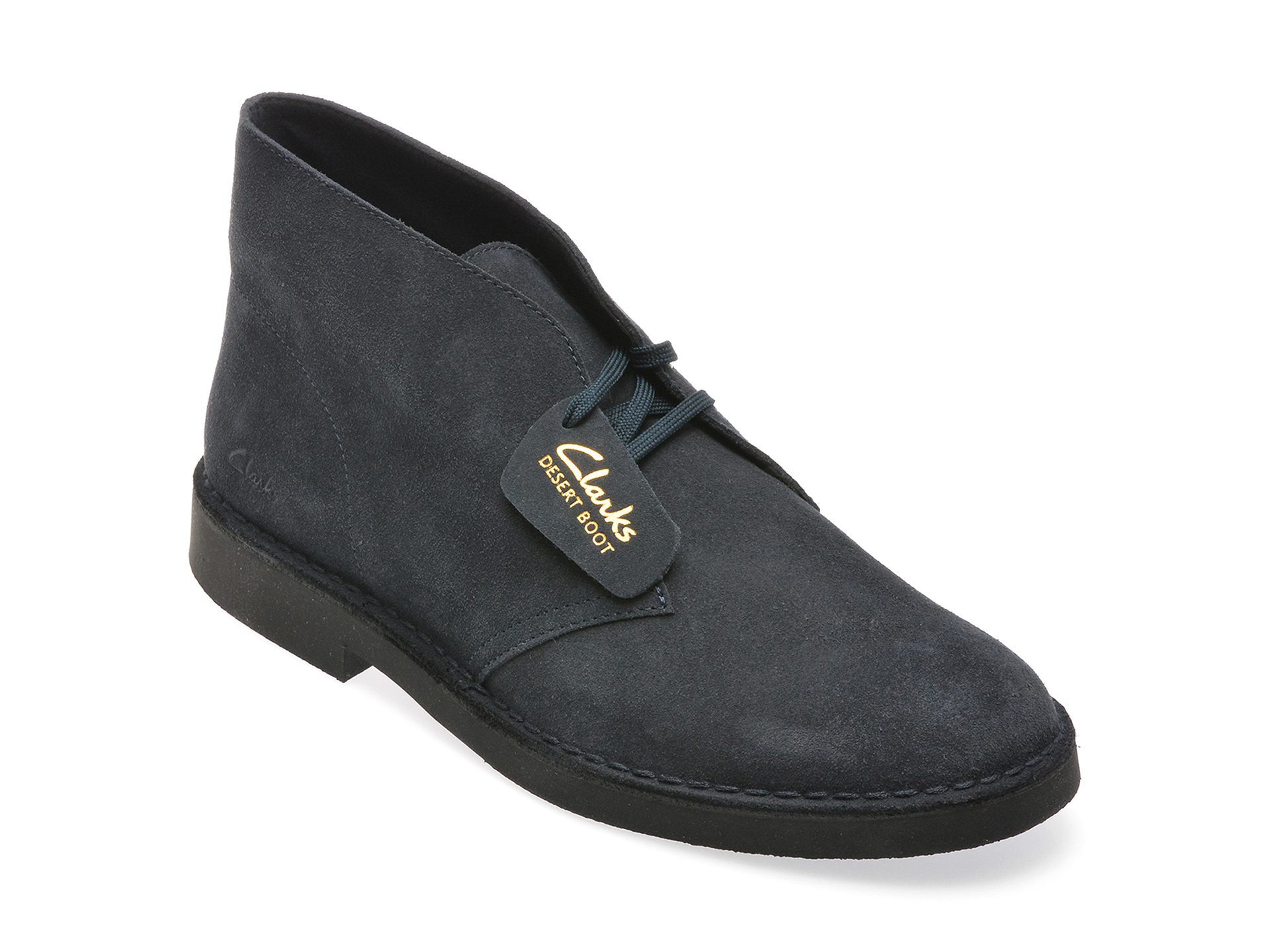 Ghete elegante pentru barbati Clarks bleumarin din piele intoarsa cu talpa din cauciuc