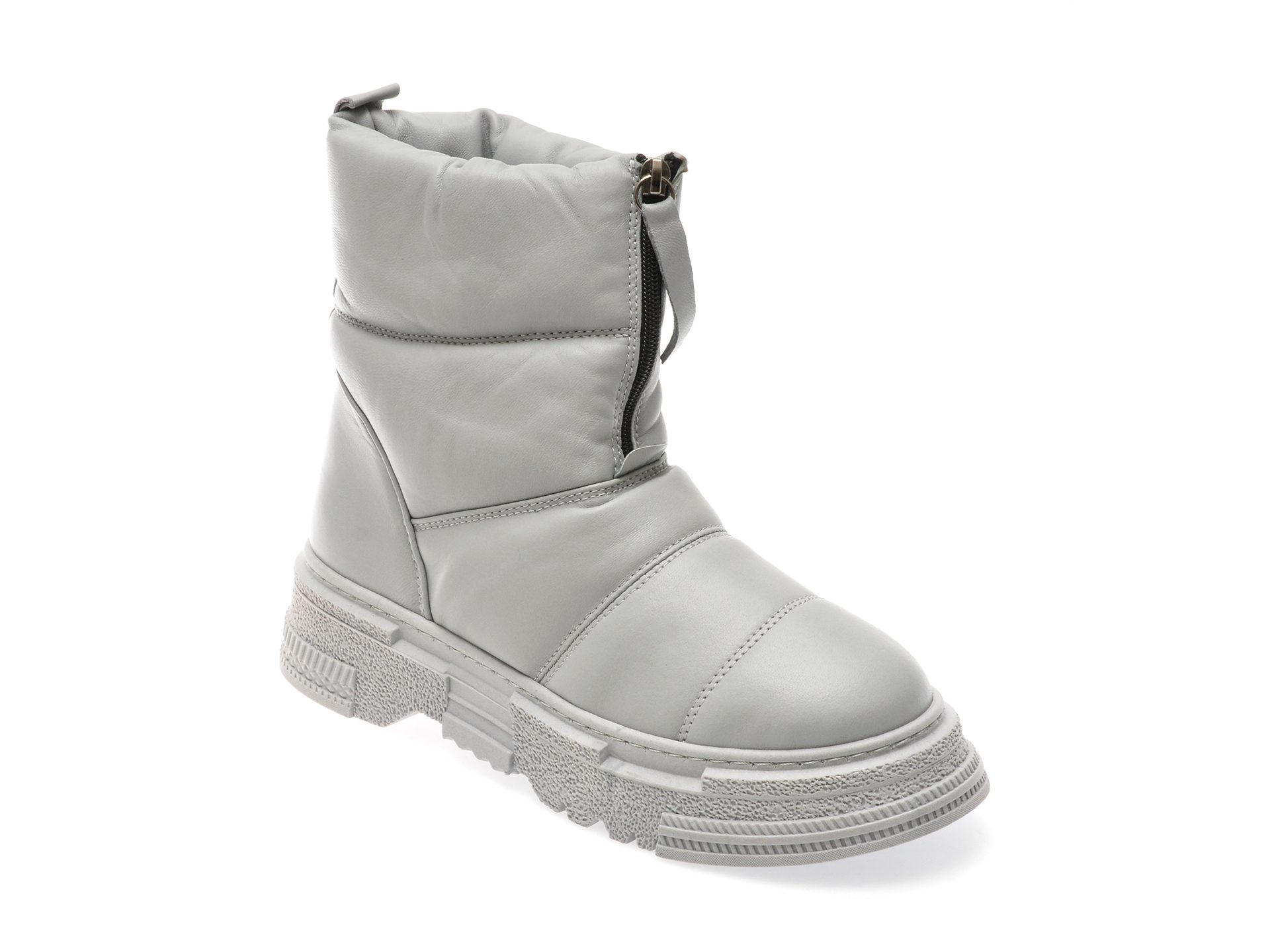 Ghete femei Molly Bessa Gracstore gri piele naturala fermoar