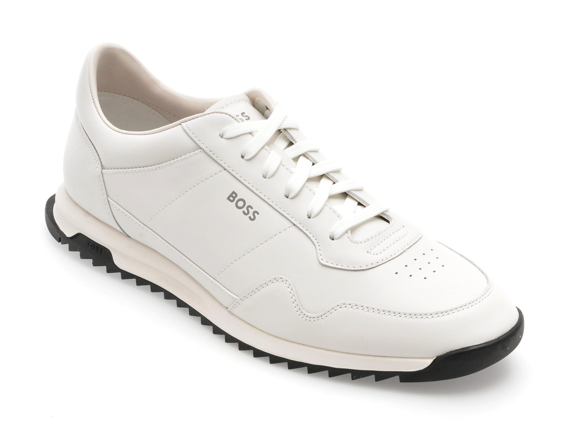 Pantofi Boss 3276 barbati albi din piele naturala cu talpa cauciuc termoplastic