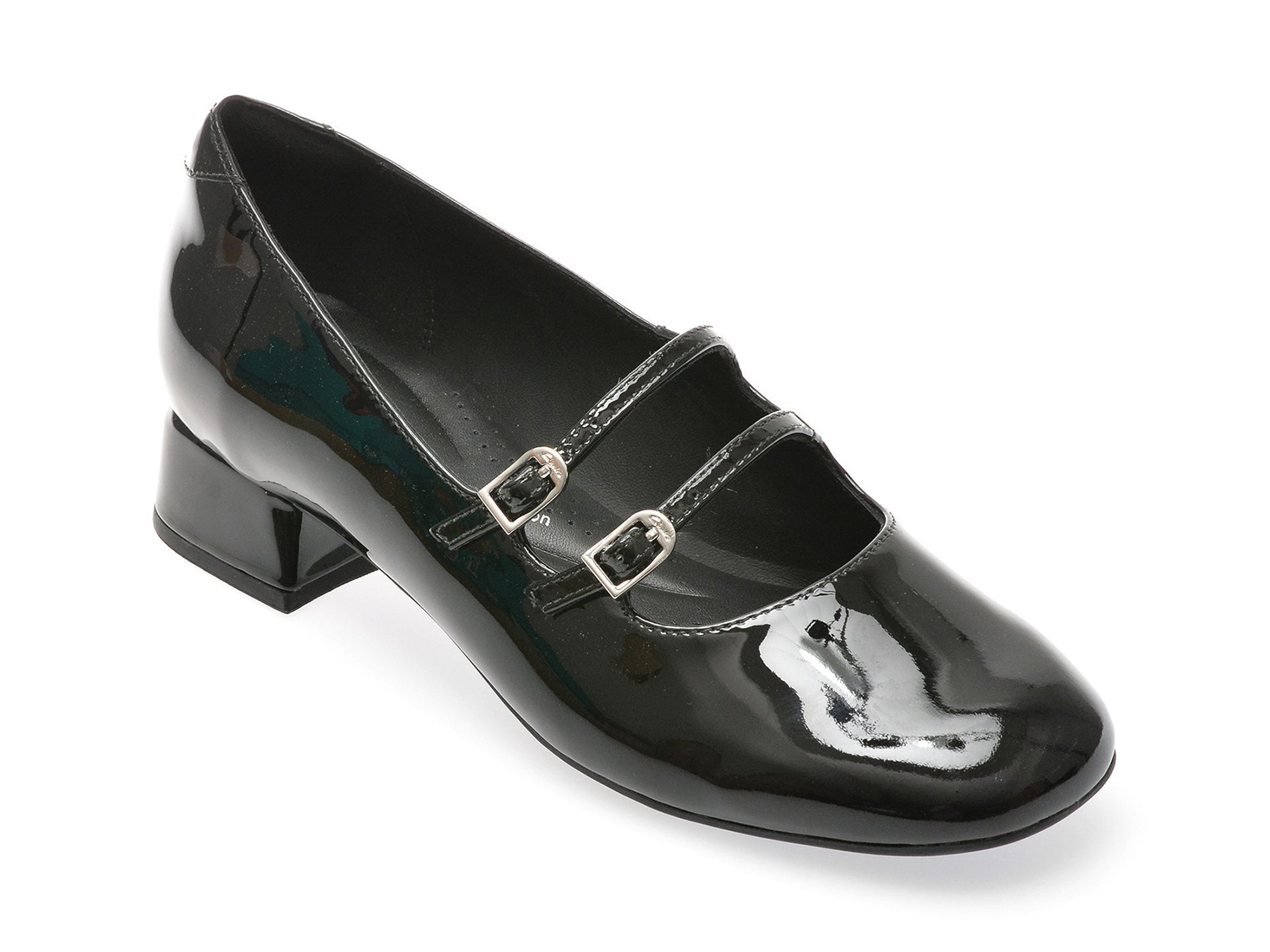 Pantofi Clarks DAI30SH negri piele lacuita catarama - Femei