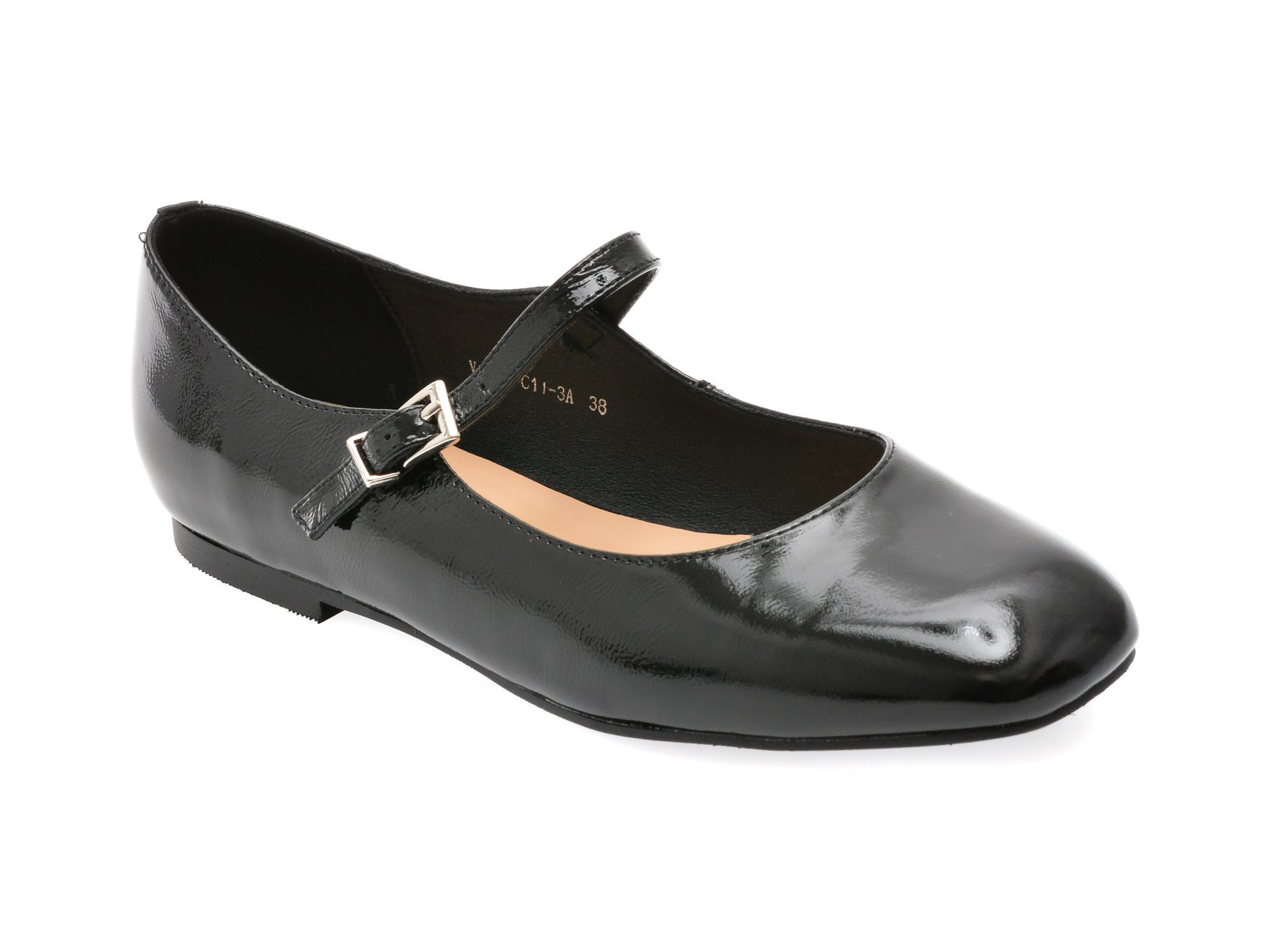 Pantofi Epica C11 negri din piele lacuita