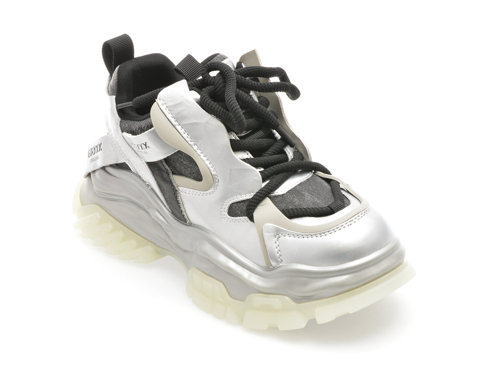 Pantofi Gryxx 8035 Femei Negri Textil Sireturi Talpa Termoplastic