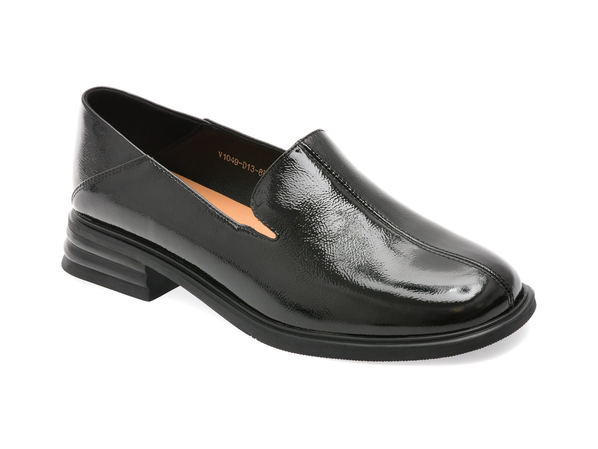 Pantofi Image V1049 Femei Negru Piele Naturala Lacuita Slip-On