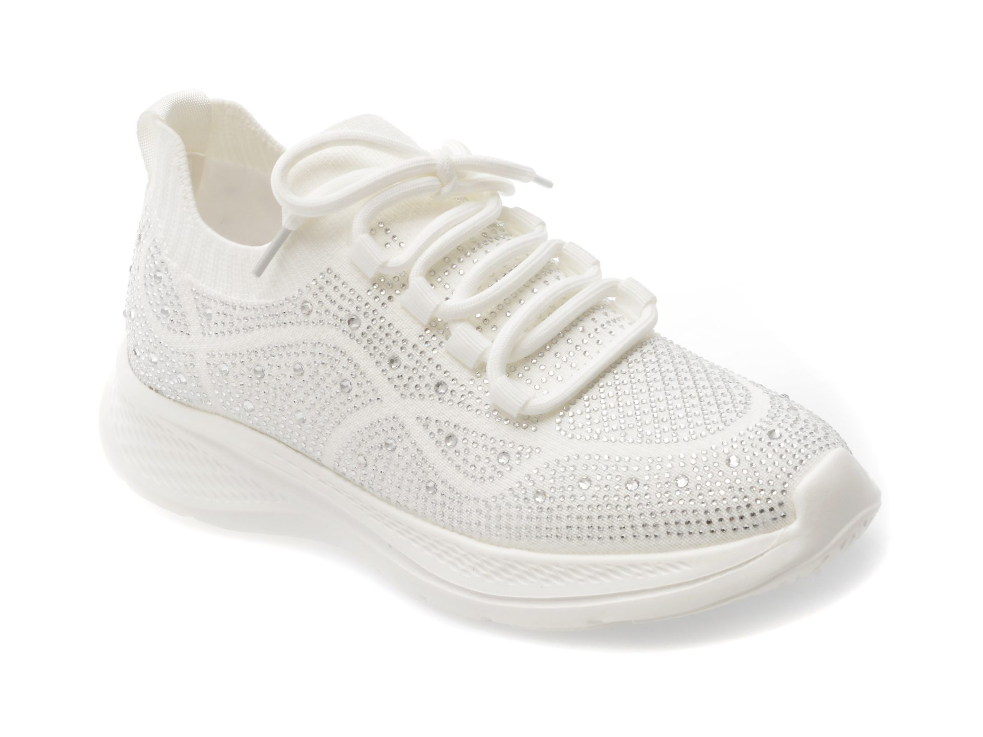 Pantofi Sport Flavia Passini 2556 Albi din Textil cu Talpa Poliuretan si Sireturi