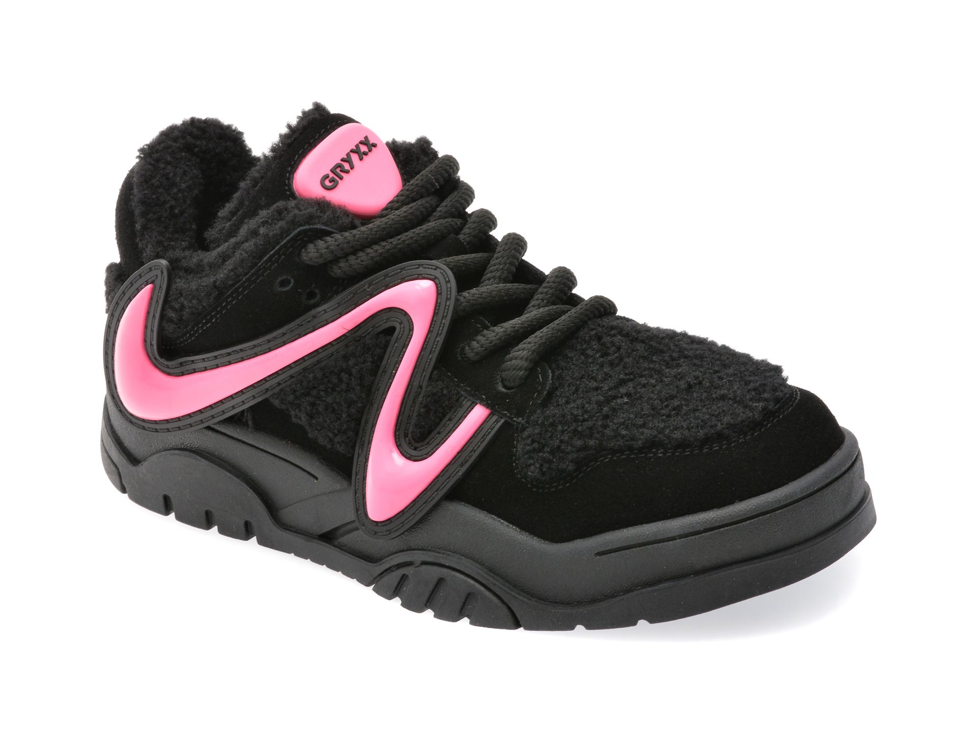 Pantofi femei Gryxx 8001 negri din textil si piele intoarsa