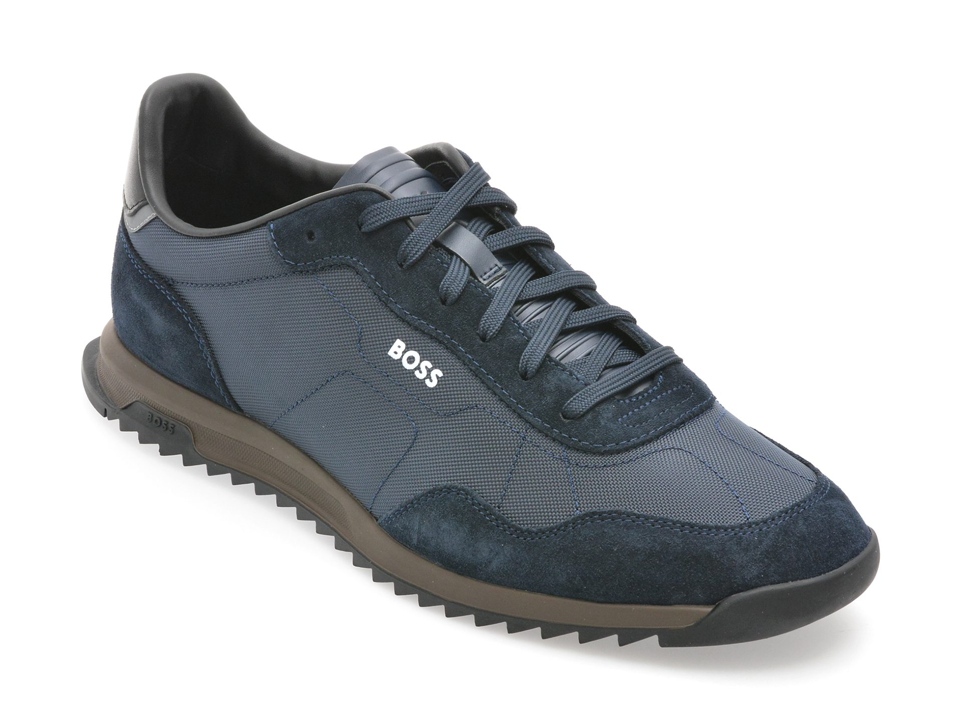 Pantofi sport Boss 7276 bleumarin barbati textil si piele sireturi