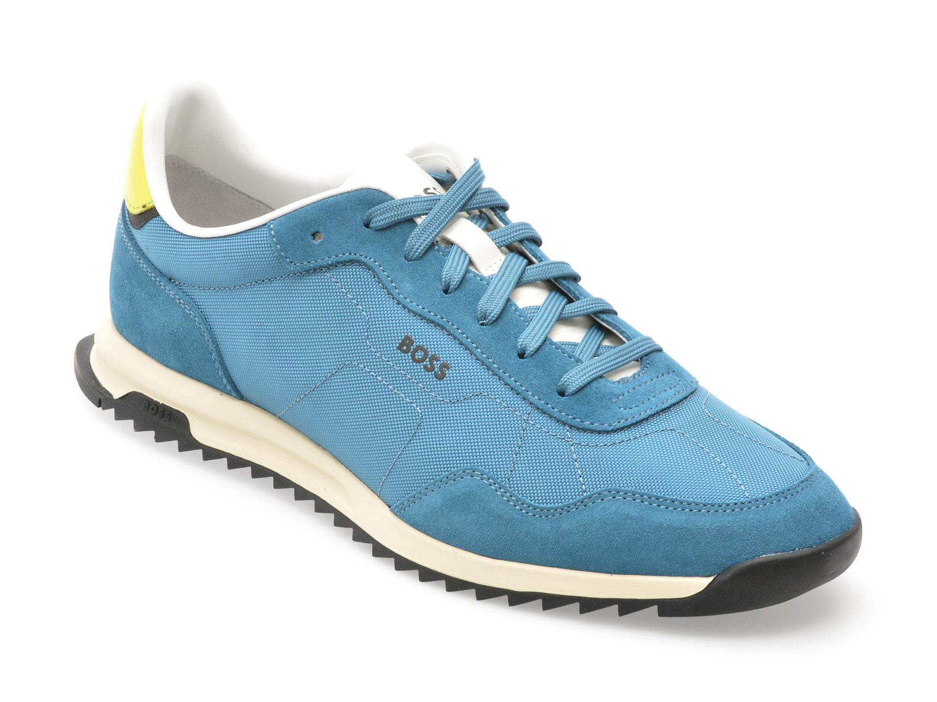 Pantofi sport Boss Barbati Model 7276 Albastri Textil/Piele Naturala Sireturi