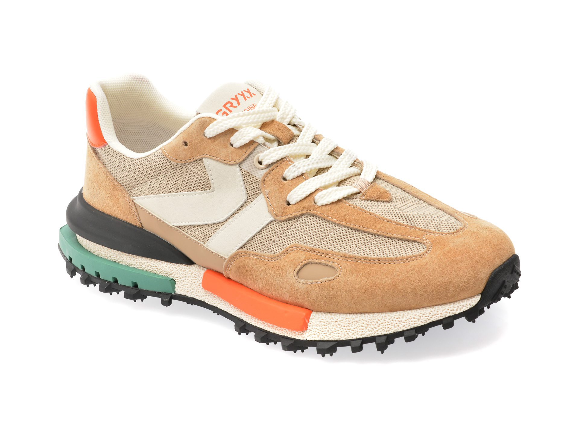 Pantofi sport barbati Gryxx L35021 Bej textil sireturi talpa cauciuc