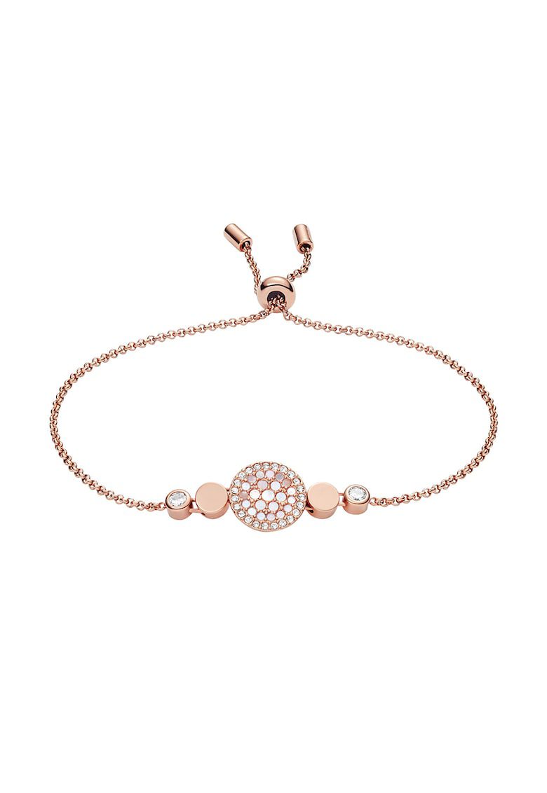 Bratara vintage glitz din otel inoxidabil auriu rose cu zirconia cubica