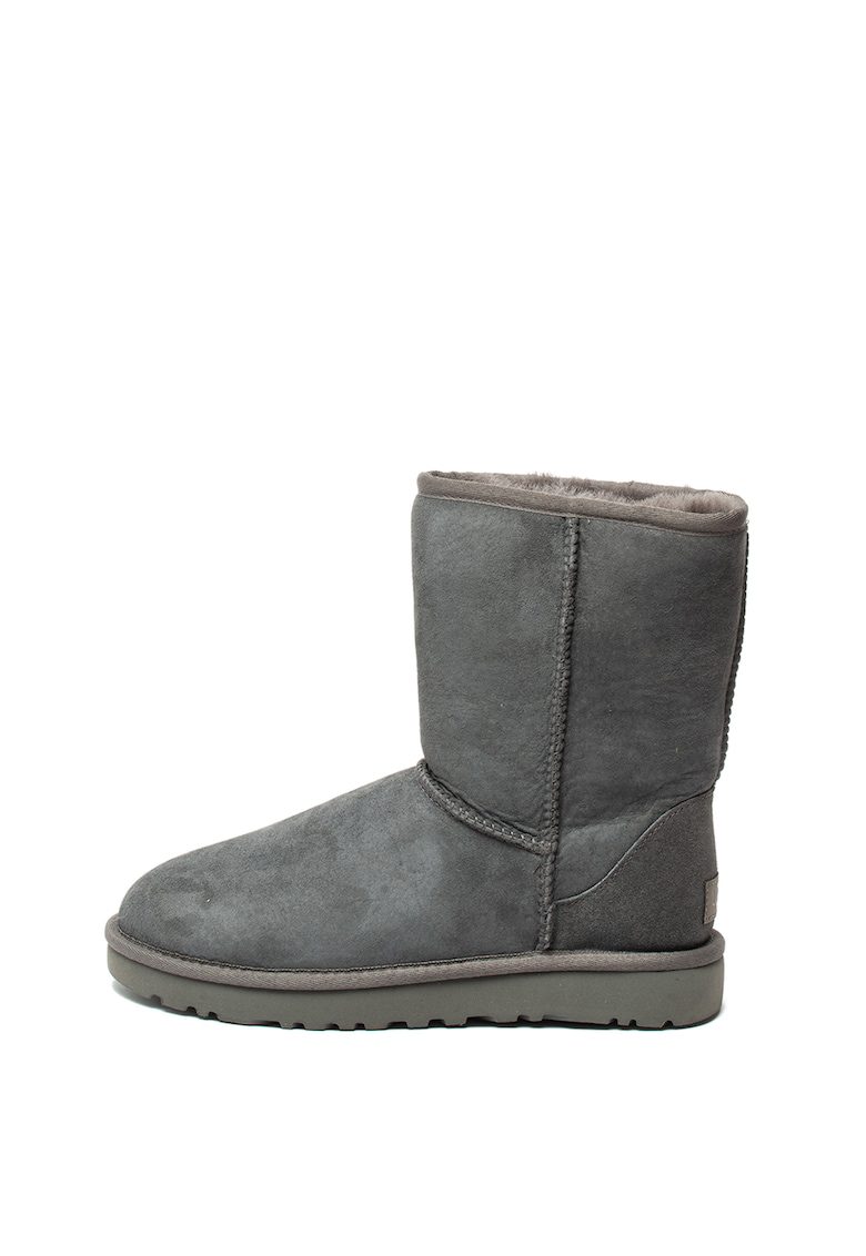 Ugg Classic Short II Ghete Piele Intoarsa Gri Inchis Treadlite Slip-On