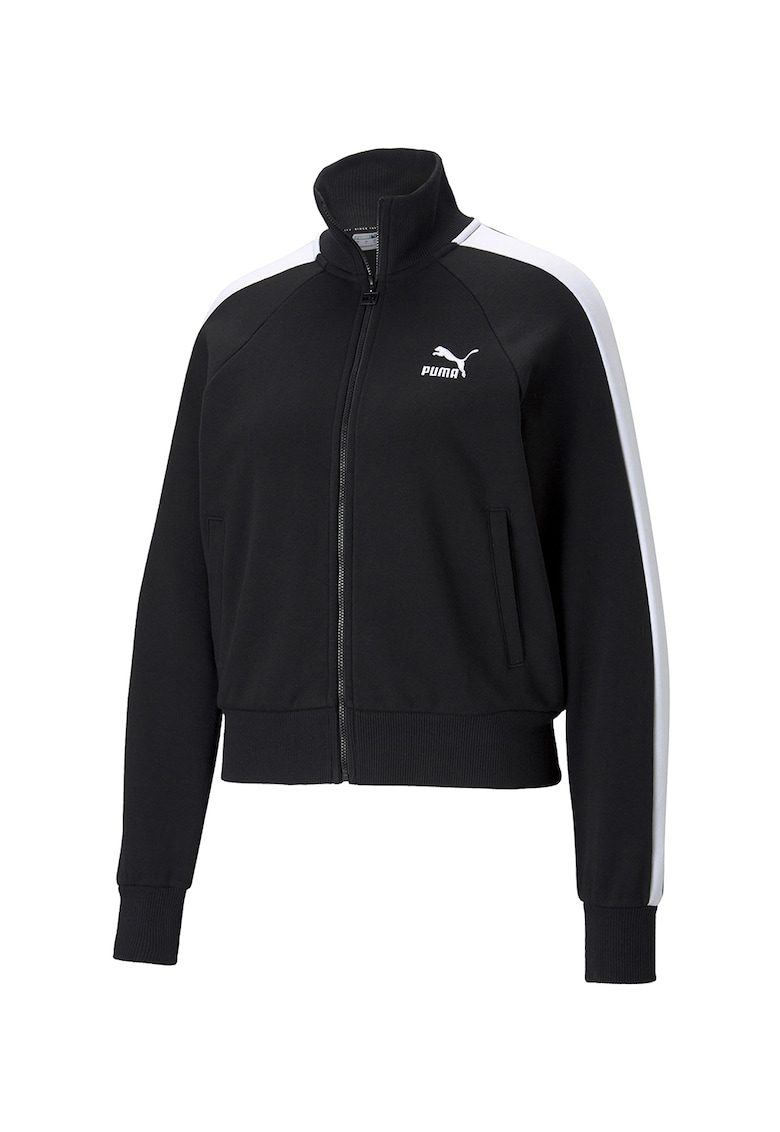 Jacheta de trening Iconic T7 TR negru cu terminatii striate si fermoar