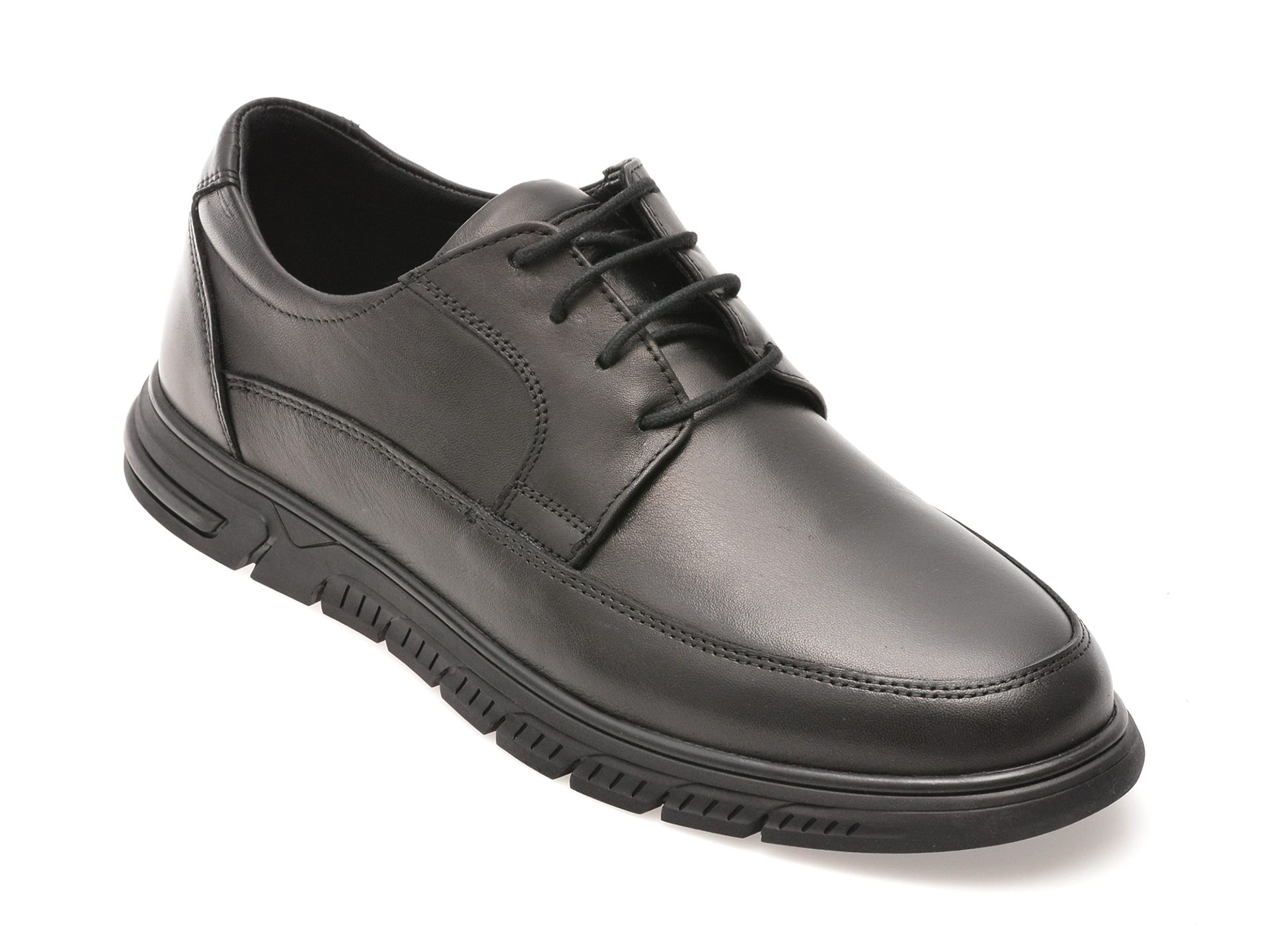 Pantofi Otter Negri Barbati Piele Naturala Sireturi Cauciuc Termoplastic