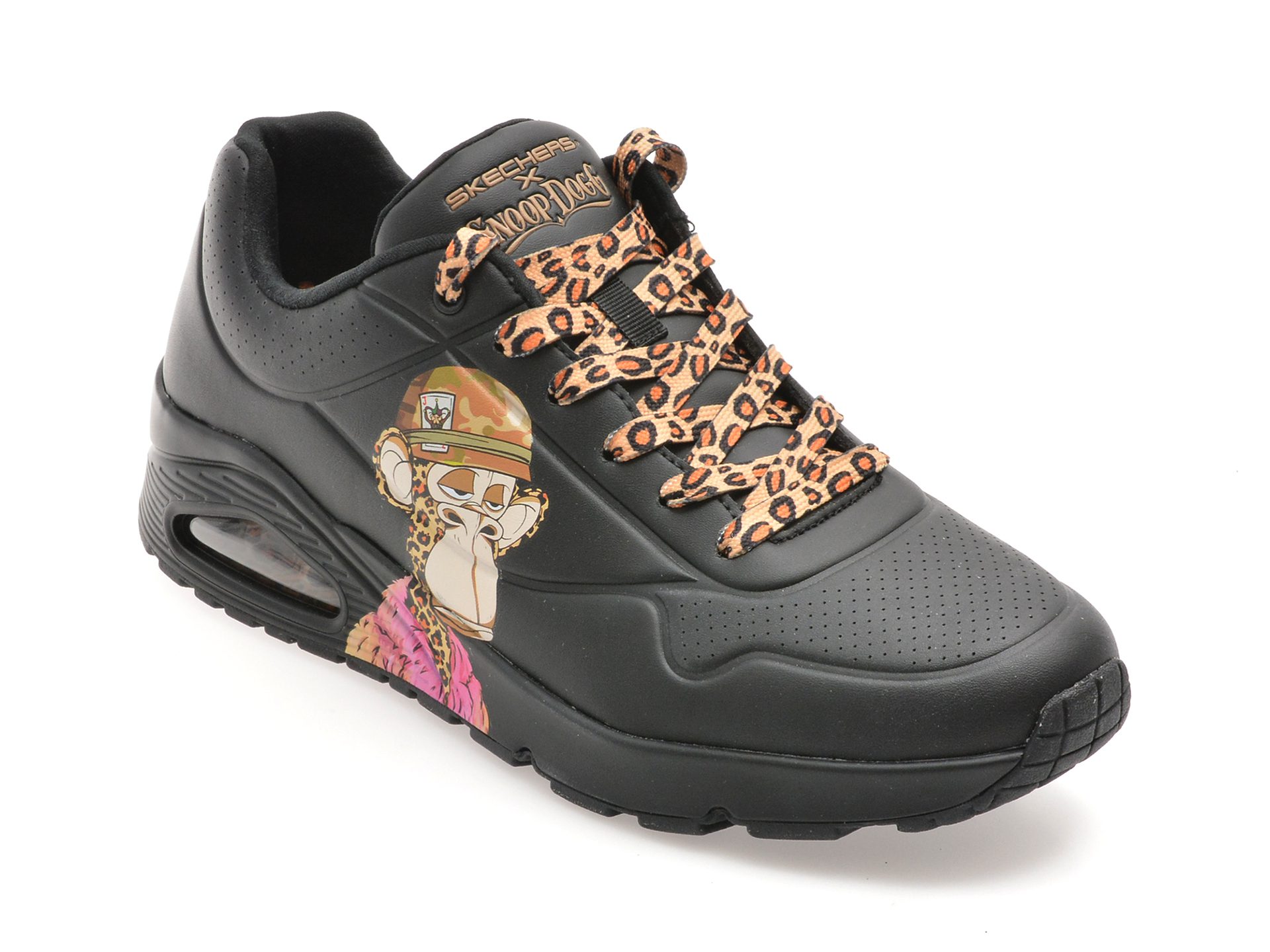 Pantofi sport Skechers barbati negri Uno piele ecologica sireturi