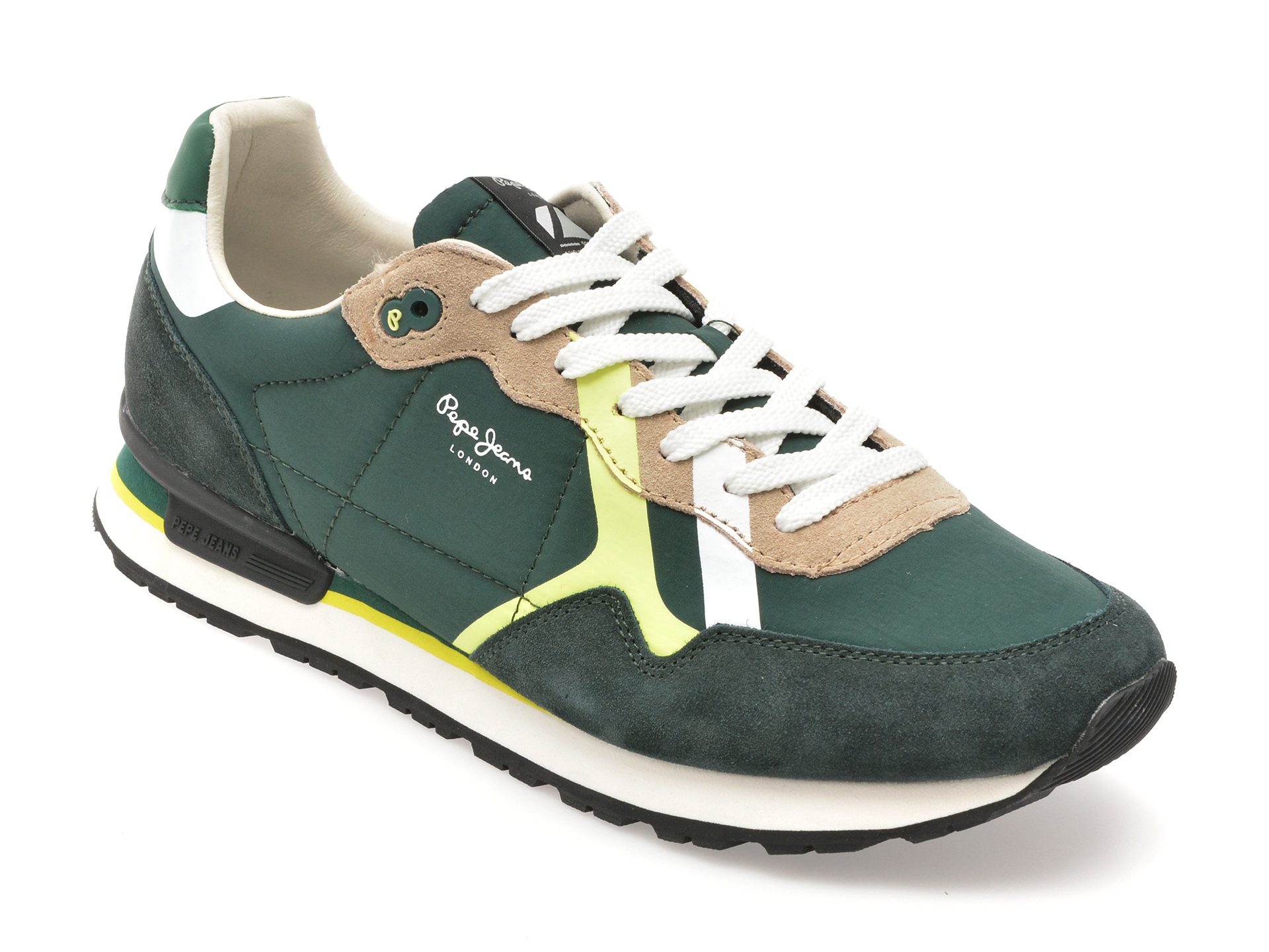 Pantofi sport barbati Pepe Jeans MS40007 verde textil sireturi cauciuc