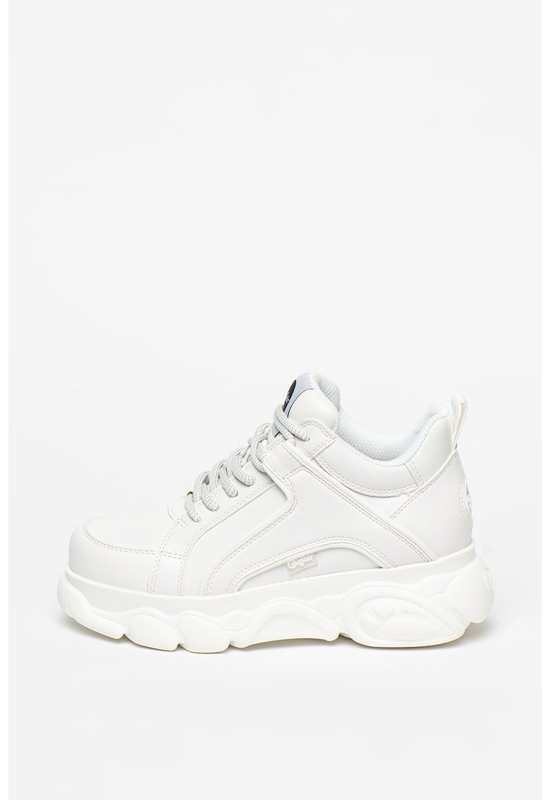 Pantofi sport Corin alb cu talpa wedge 5 cm din piele ecologica