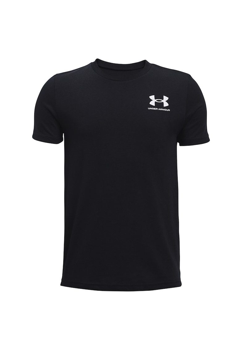 Tricou fitness Sportstyle alb-negru cu logo