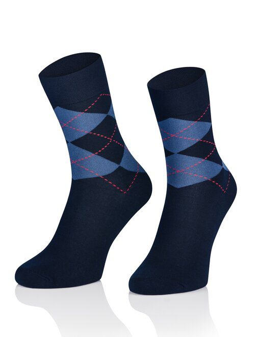 Sosete 1/2 barbati Intenso bleumarin carouri albastre din bumbac si elastan