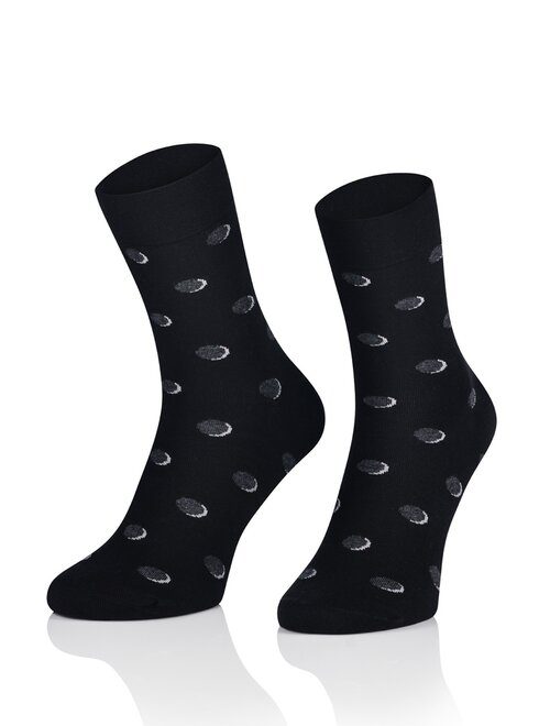 Sosete barbati Intenso 1955-103 negre cu buline 3D si manseta elastica 4cm