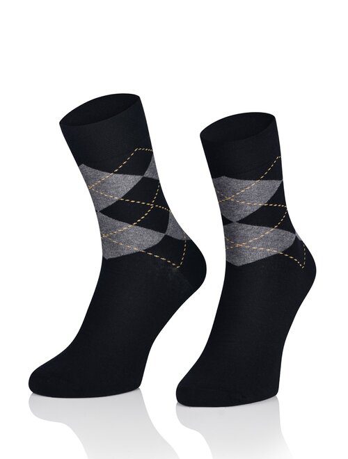 Sosete 1/2 barbati Intenso 1955-098 negru romb gri bumbac aerisite