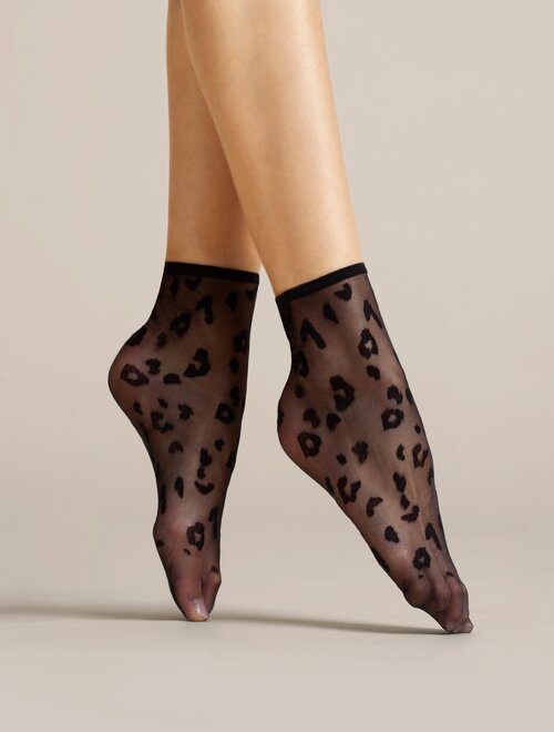 Sosete scurte Fiore Doria Lycra 8 Den Negre Animal Print Banda Moale