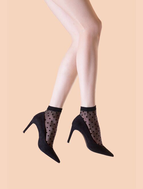 Sosete dama lycra Fiore Cute negre cu buline