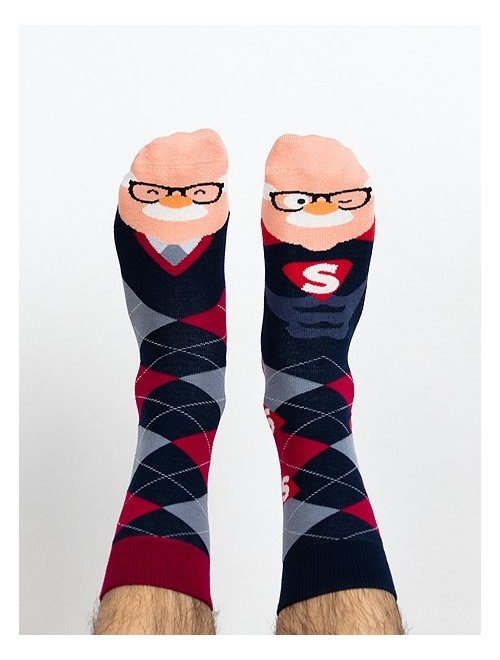 Sosete bumbac Nanushki Super Grandpa cu motive de batranel si banda elastica