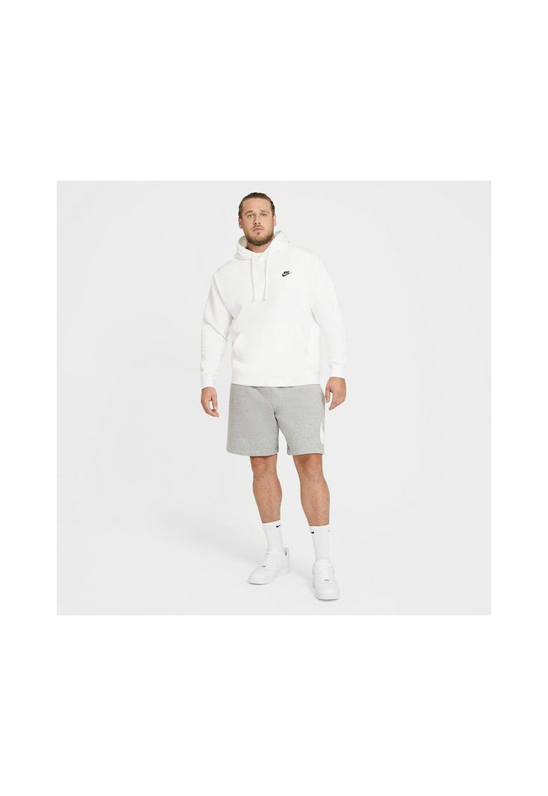 Hanorac Sportswear Club alb din bumbac si poliester cu buzunar kangaroo