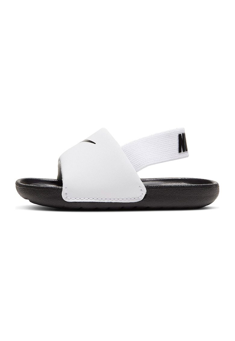 Papuci slingback Kawa alb-negru piele naturala talpa plata bareta elastica