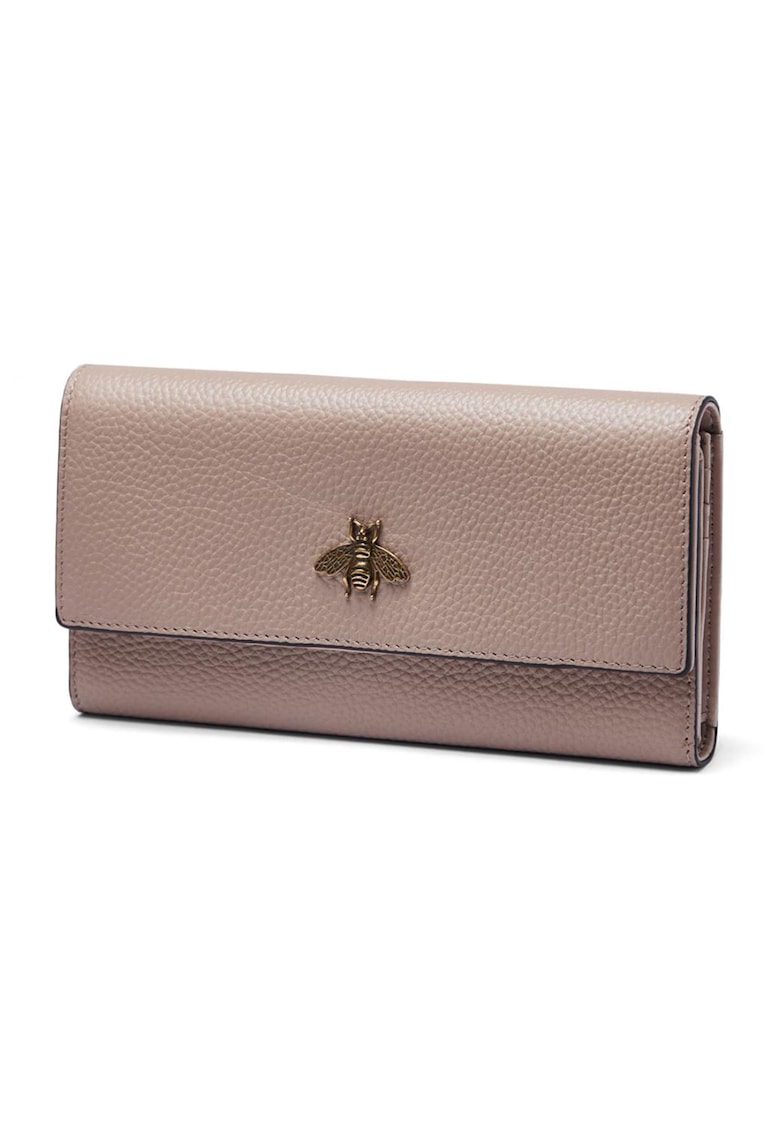 Portofel pliabil Denise din piele naturala maro camel cu compartimente carduri