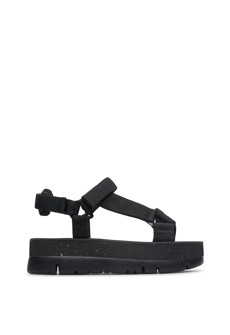 Sandale flatform Oruga casual negru textile talpa 4.2 cm