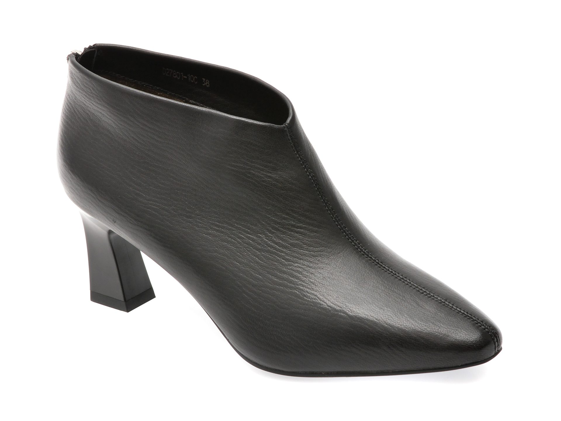 Botine Femei Epica Negre Piele Naturala Fermoar Lateral Talpa Pvc