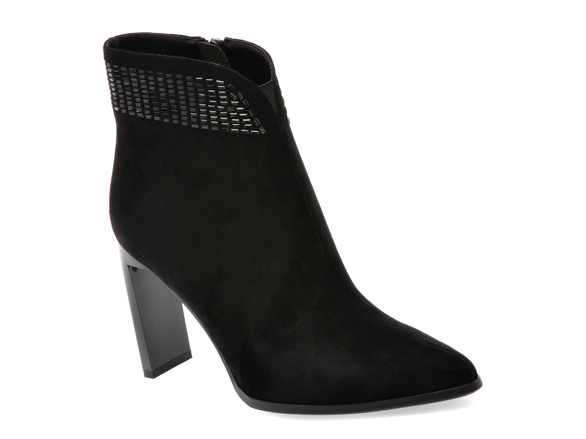 Botine femei Aldo K350084 negre din piele intoarsa cu fermoar