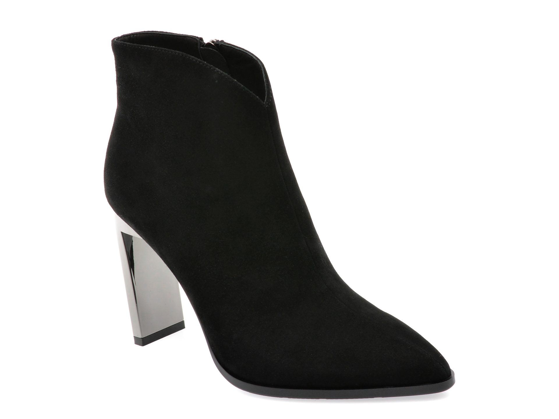Botine femei Epica E136 negre din piele intoarsa cu fermoar