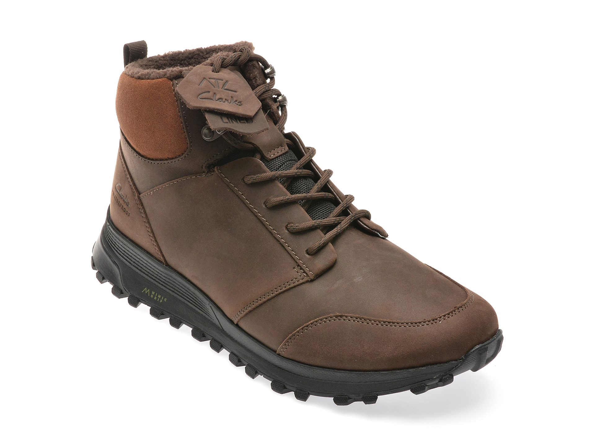 Ghete barbati Clarks Atltruw maro din piele naturala cu talpa din cauciuc