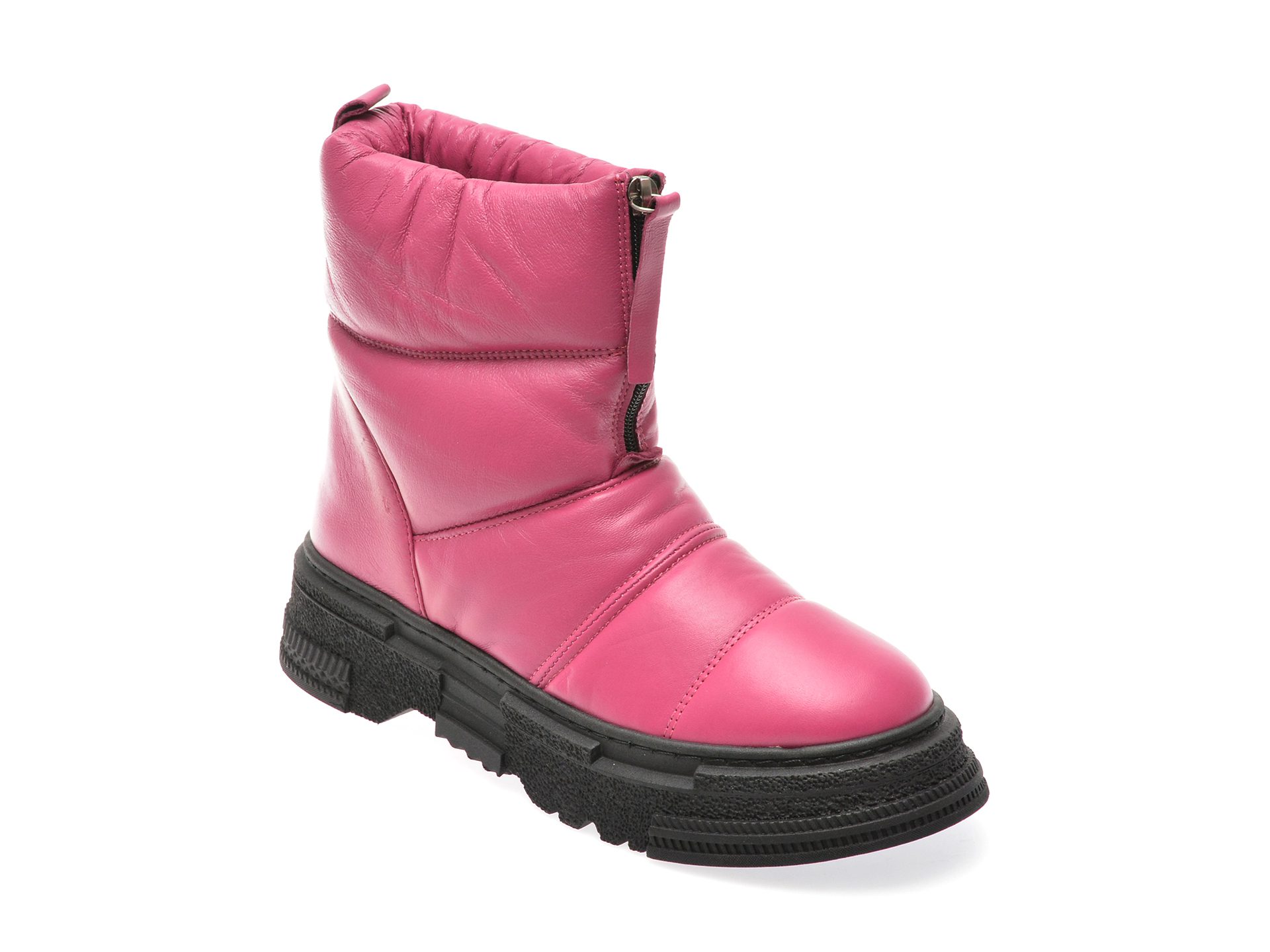 Ghete femei Molly Bessa fucsia din piele naturala cu fermoar si talpa termoplastica