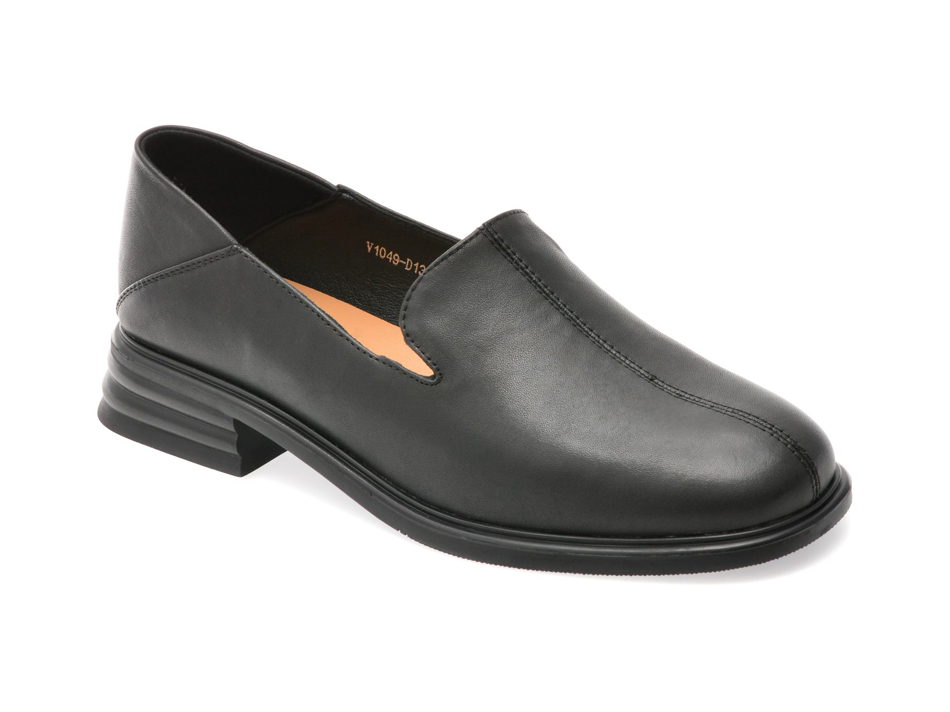 Pantofi Image V1049 negri din piele naturala pentru femei slip-on