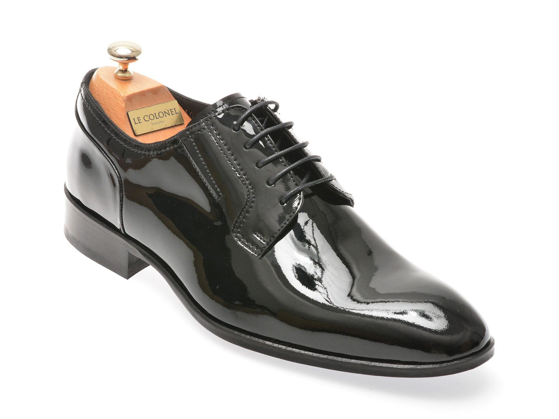 Pantofi LE Colonel Model 327130 Negri din Piele Naturala Lacuita