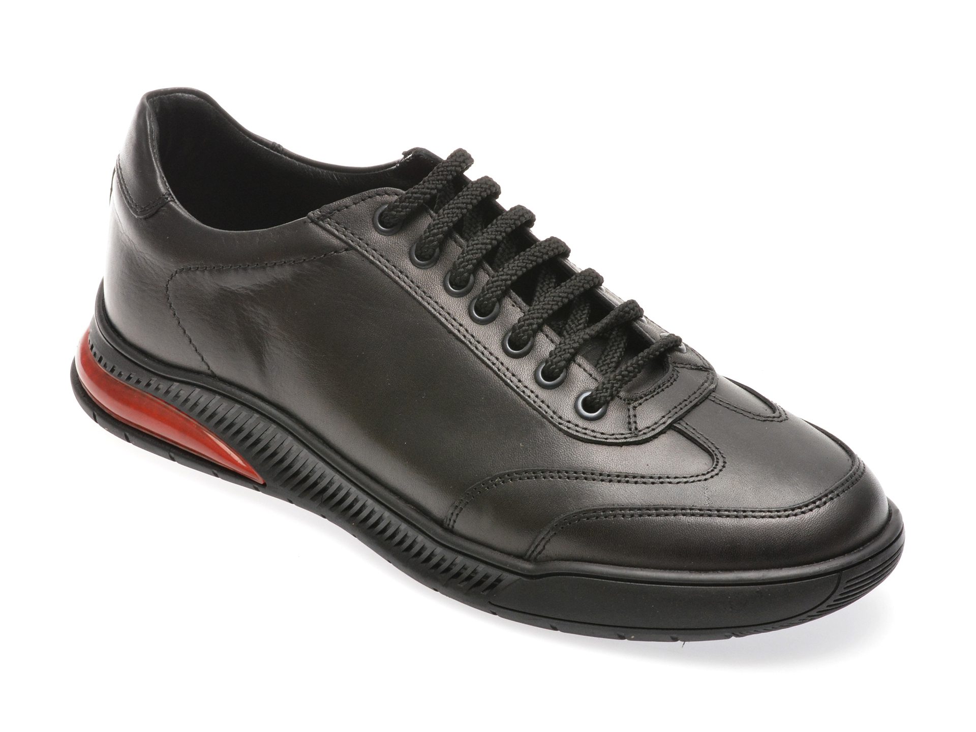 Pantofi Otter PZN1 Barbati Negri Piele Naturala Sireturi Cauciuc