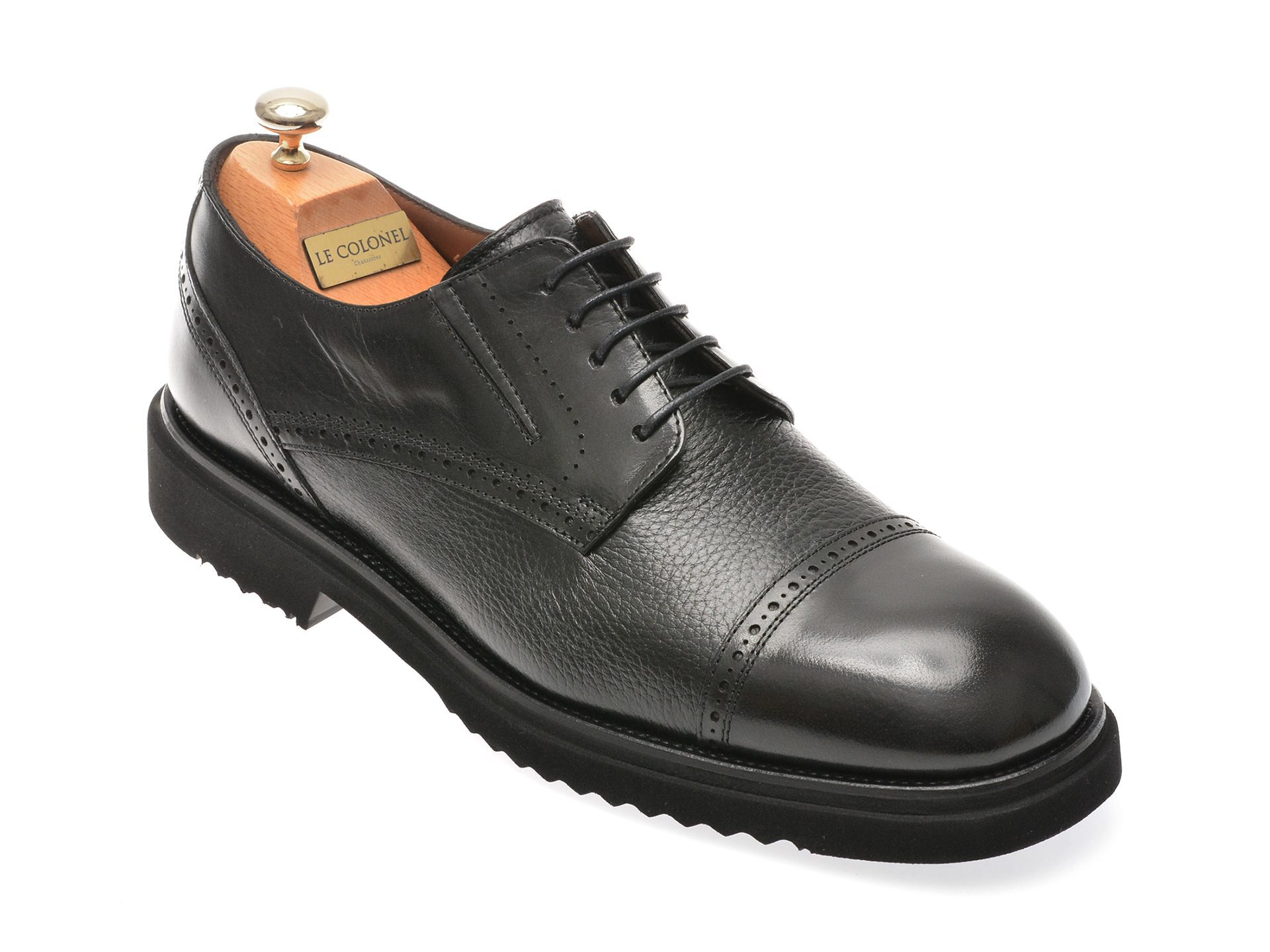 Pantofi eleganti LE Colonel model 65402 negri din piele naturala