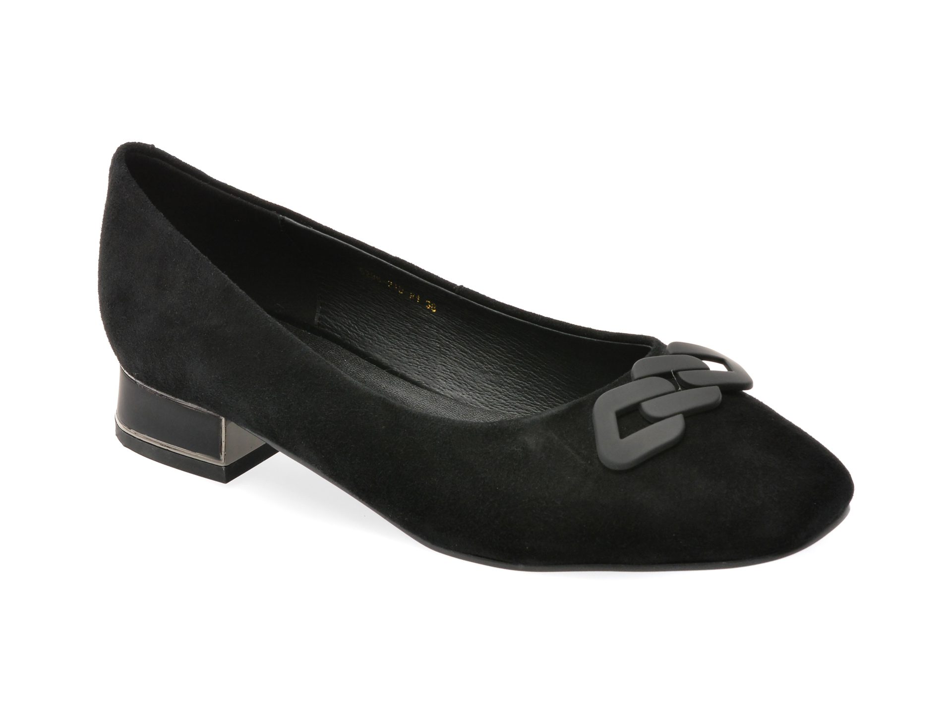 Pantofi femei Epica 6296 negri din piele intoarsa slip-on talpa Pvc