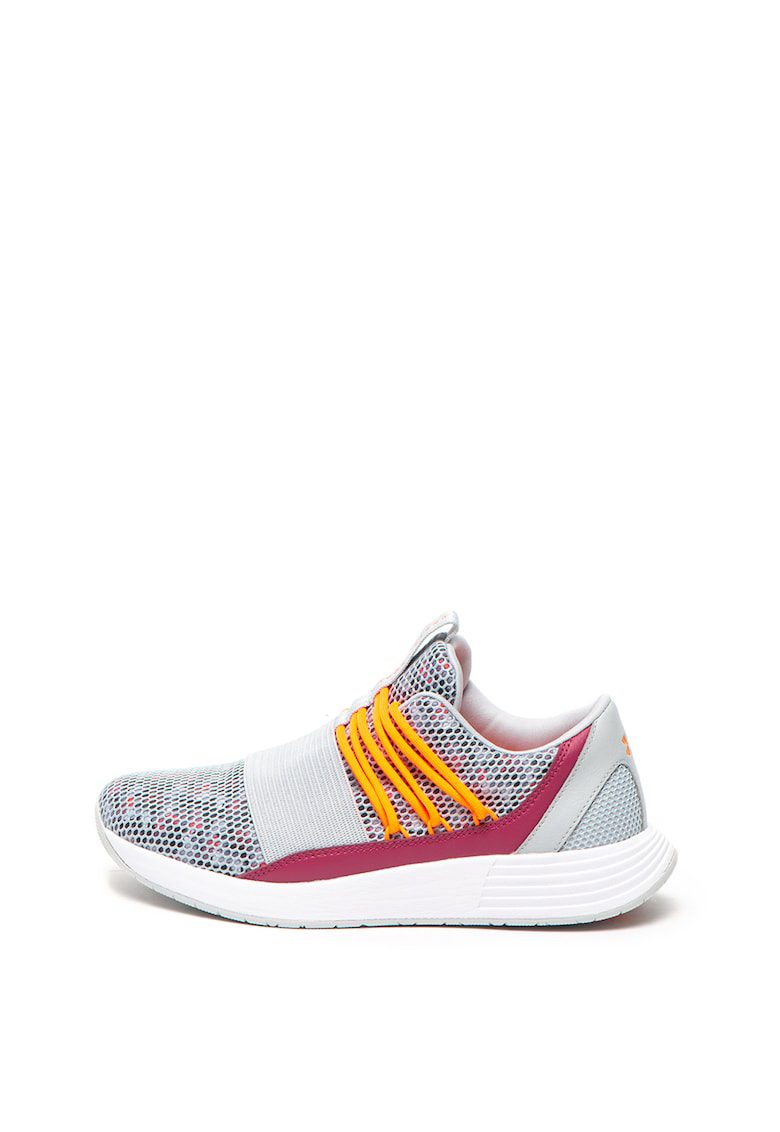 Pantofi sport Breathe gri cu talpa Eva si detalii portocaliu neon