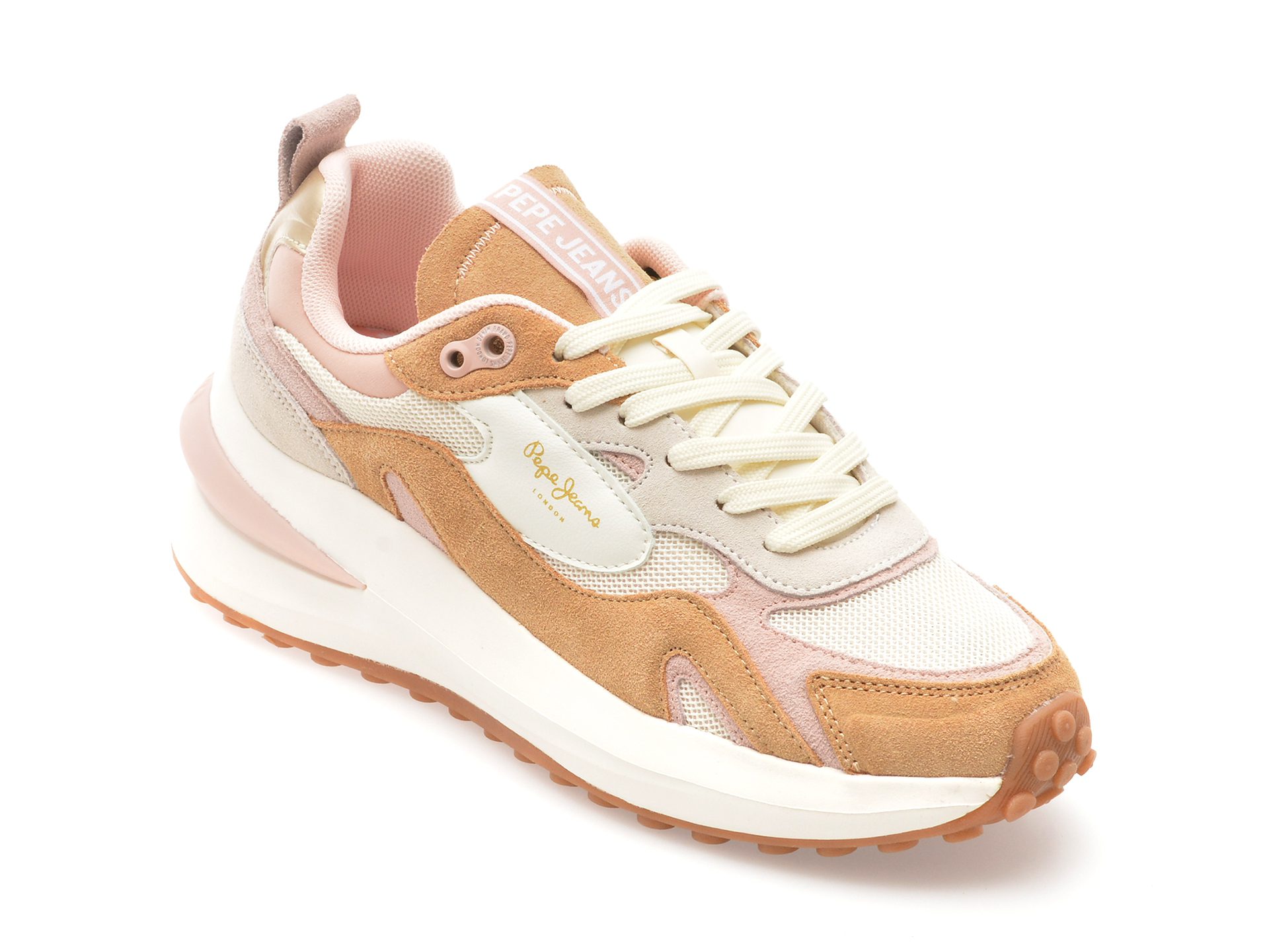 Pantofi sport femei Pepe Jeans LS60013 albi textil talpa cauciuc termoplastic